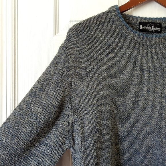 Northwest Territory 90's Vintage Classic Wool Blend Knit Crewneck Sweater Blue L - Picture 3 of 9